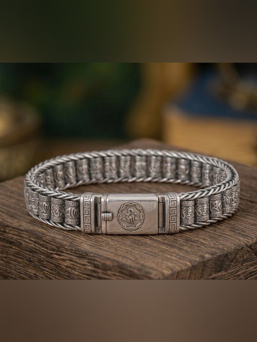 S925 Sterling Silver Men's Chain Bracelet with Engraved Clasp